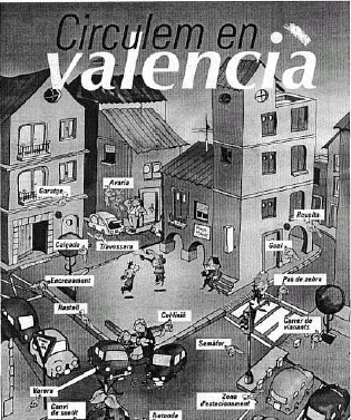 Els diferents cartells fets per a la campanya «Circulem en valenci�» expliquen conceptes b�sics de la circulaci� vi�ria. / EL PUNT